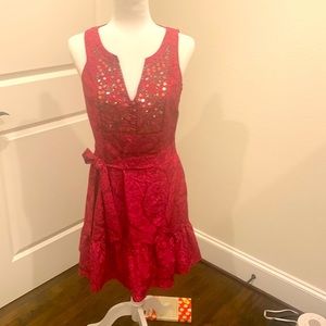 WHBM garnet sleeveless dress with sequins